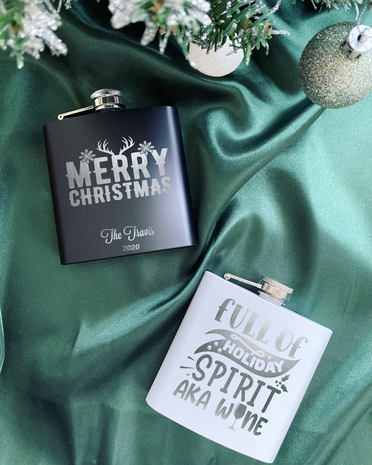 Personalised Engraved Christmas Hip Flask