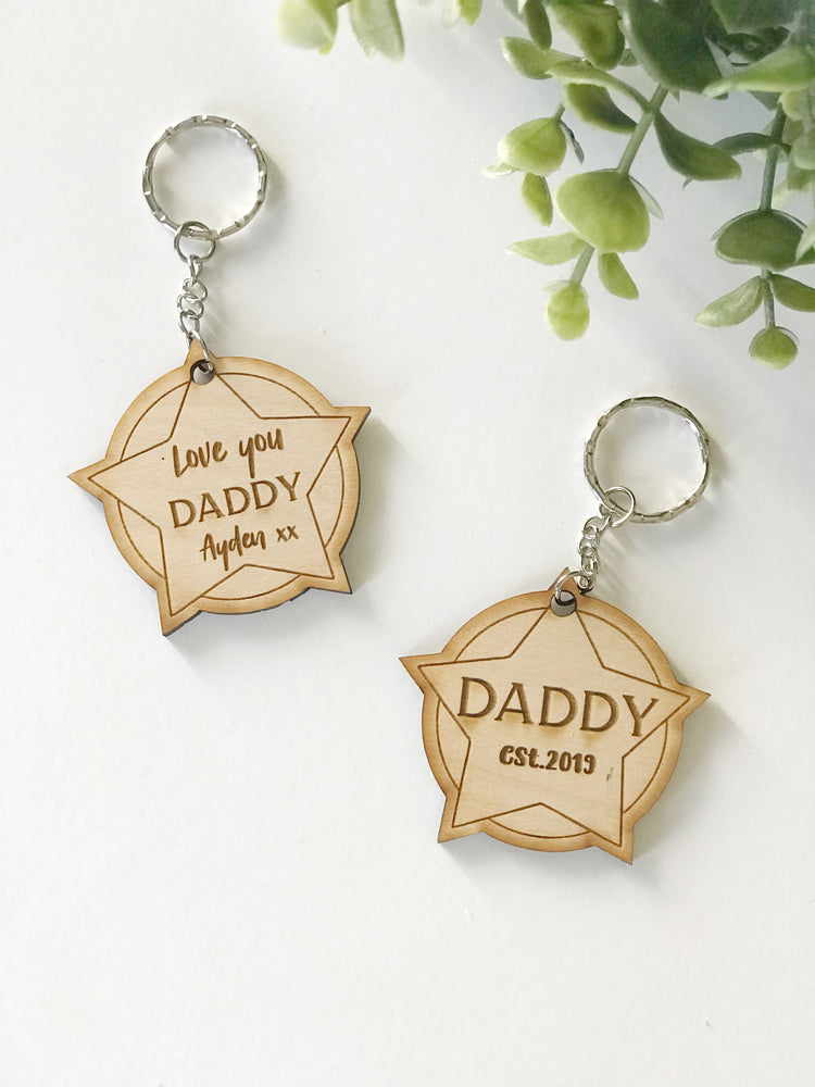 Personalised Daddy wooden Key Ring