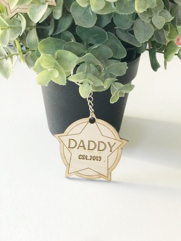 Personalised Daddy wooden Key Ring