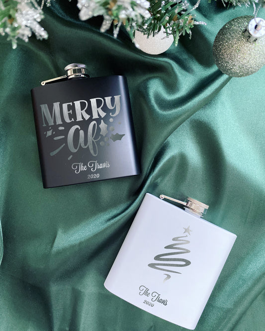 Personalised Engraved Christmas Hip Flask