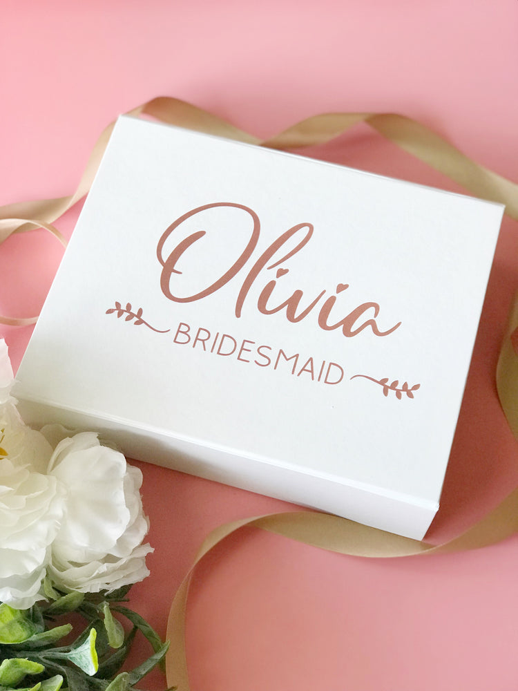 Personalised Bridesmaid Box - White Magnetic Flap