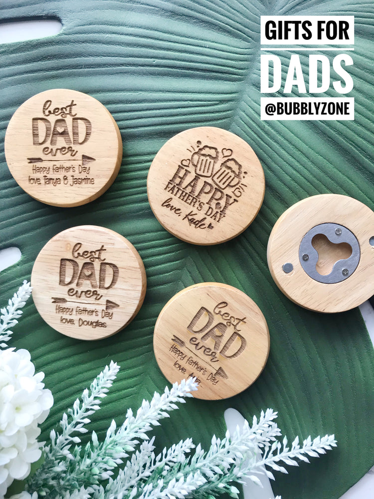 Personalised Round Magnetic Bottle Opener - Happy Father's Day