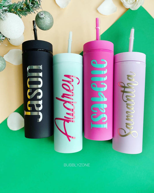 Personalised Colour Pop Plastic Tumbler with Straw 16oz