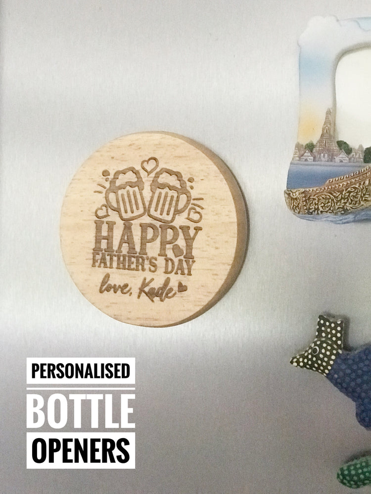 Personalised Round Magnetic Bottle Opener - Happy Father's Day