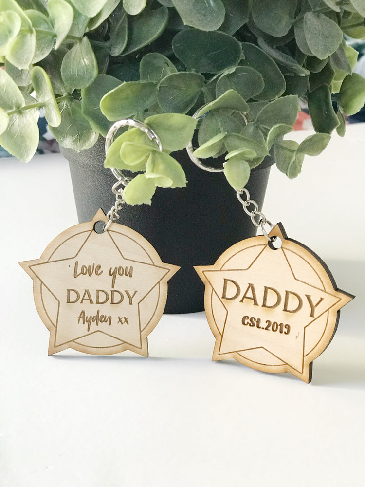 Personalised Daddy wooden Key Ring