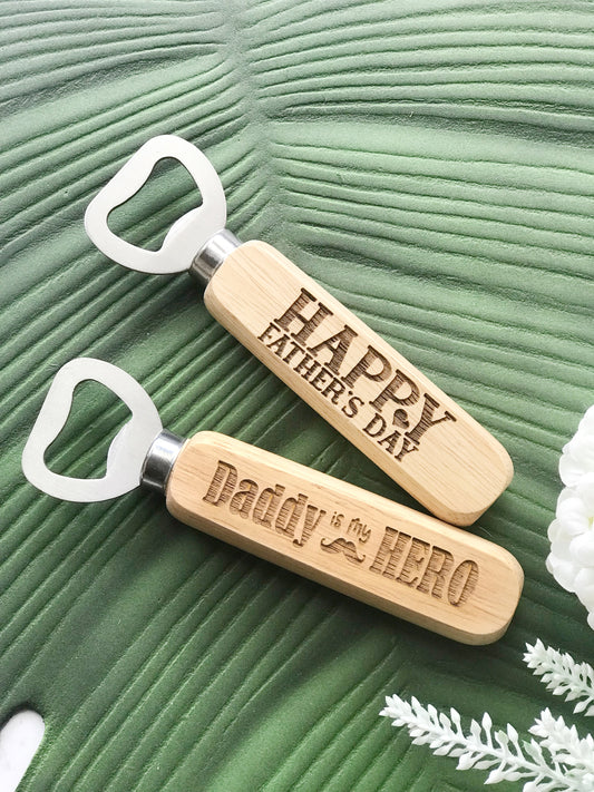 Personalised Engraved Solid Wood Bottle Opener - Father's Day