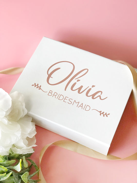 Personalised Bridesmaid Box - White Magnetic Flap
