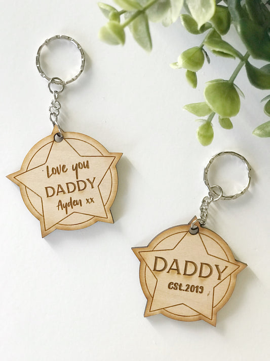 Personalised Daddy wooden Key Ring